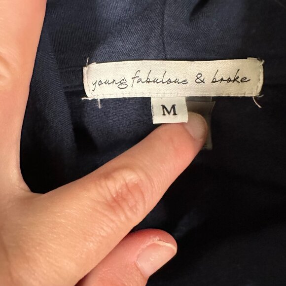 Young Fabulous Broke Medium Navy Tie Dye Draped Hoodie Sweater Long Sleeve - Picture 4 of 9